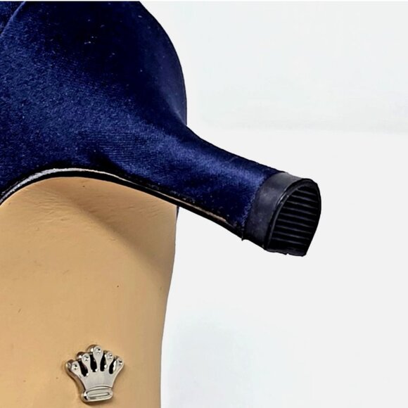 Nina Corrine D'Orsay Pump Navy Satin Peep Toe Jeweled Buckle Womens Size 6.5 M - Picture 12 of 12